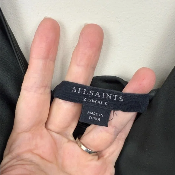 ALL SAINTS satin V neck green slip sleeveless maxi dress xs Euc - Picture 5 of 12